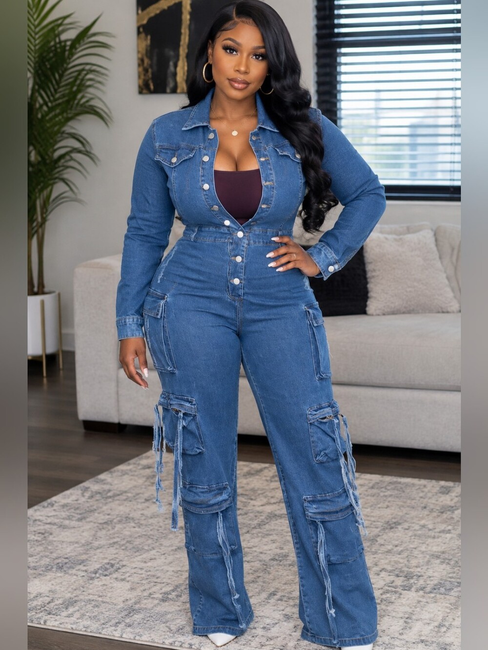 Denim Utility Jumpsuit - Blue (NWT) Size M 😮‍💨🔥🫰🏾